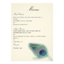 peacock wedding menu custom invitation