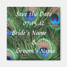 Peacock Wedding Save the Date Refrigerator Magnets