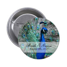 Peacock Wedding Theme 1 Pinback Button