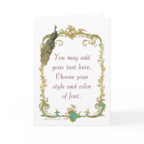 Peacock with Gold Frame Ornate Art Print Card