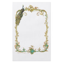 Peacock with Gold Frame Ornate Art Print