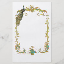 Peacock with Gold Frame Ornate Art Print Personalised Flyer