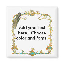 Peacock with Gold Frame "Save the Date" Magnet