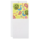 peacocks and paisleys on yellow personalized rack card