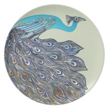 Peacocks Art Nouveau Poster Style Dinner Plates