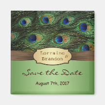 Peacock's feathers Save the Date  Magnet