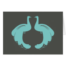 PEACOCKS in AQUA Notecard