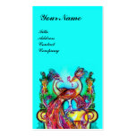 PEACOCKS IN LOVE MONOGRAM,red aqua blue turquase Business Card Templates