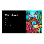PEACOCKS IN LOVE MONOGRAM,red blue turquase black Business Card Template