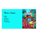 PEACOCKS IN LOVE MONOGRAM,red blue turquase Business Card Template