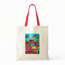 PEACOCKS IN LOVE  red blue turquase green Bag