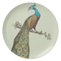 Peacocks Sitting on a Log with Fall Leaves Party Plates