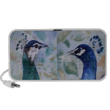 Peahen and Peacock Portrait Speaker