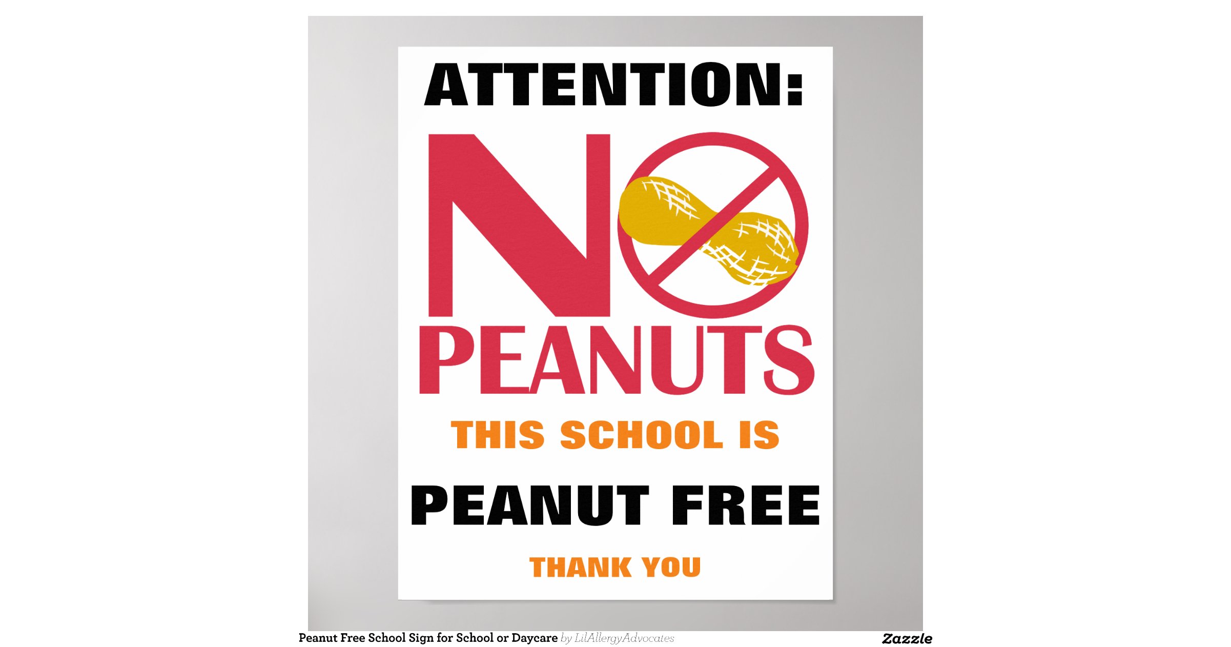 Peanut Free School Sign for School or Daycare Poster Zazzle