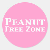 Peanut Free Zone Gifts Round Stickers