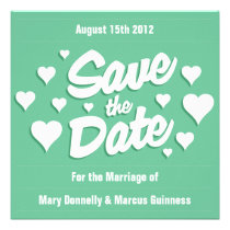 Peapod Green Save the Date Hearts Invitation invitations