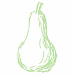 Pear Sketch. Line drawing in light green. Custom photo sculptures