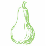 Pear Sketch. Line illustration in green. Custom photo sculptures
