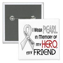 Pearl In Memory Of My Friend Lung Cancer Pinback Buttons