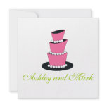 Pearl Wedding Cake Invitations Pink Green