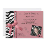 Pearls and Pink With Zebra Stripes Party Invite invitations