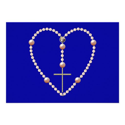 "Pearls" heart shaped Rosary Custom Invitations