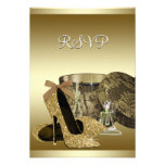 Pearls High Heel Shoes Black Gold RSVP Custom Invites