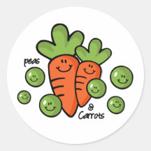Peas And Carrots Round Stickers