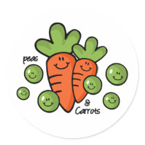 Peas And Carrots Round Stickers