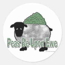 Peas Be Upon Ewe Round Sticker