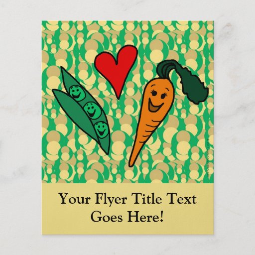 Peas Love Carrots, Cute Green and Orange Design Personalised Flyer