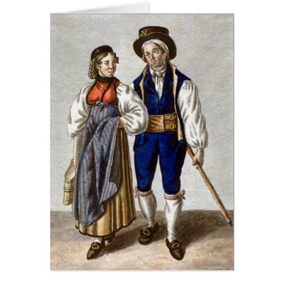 Peasant Couple from Oberhasli, Bern, Switzerland Cards by AntiqueImages