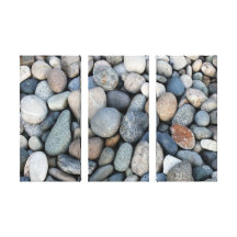 Pebbles Triptych Wall Art Stretched Canvas Print
