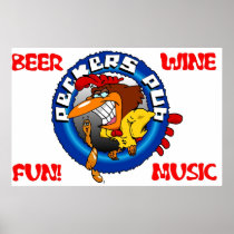 Peckers Pub Main Sign Logo Posters