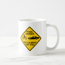 Pedal Harder Highway Sign Mugs