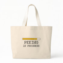 Peeing in progress baby t-shirt canvas bags