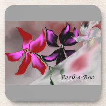 Peek-a-Boo Floral Design Beverage Coasters