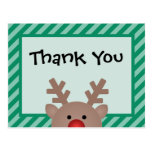 Peek A Boo Reindeer Holiday Thank You Postcard