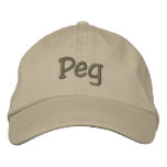 Peg Embroidered Baseball Cap / Hat Khaki