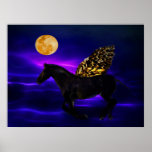 Pegasus golden horse with wings print