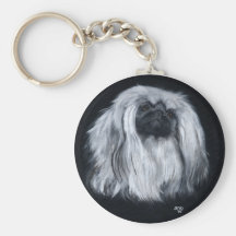 Pekingese Black & White Keychains