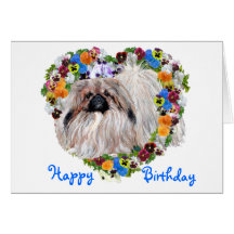 Pekingese in a Floral Heart Birthday Card