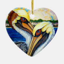Pelican Pair Christmas Tree Ornament