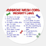 PEMBROKE WELSH CORGI Property Laws 2 Round Stickers