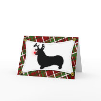 Pembroke Welsh Corgi Reindeer Christmas Card