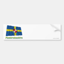 Pembrokeshire Waving Flag with Name Bumper Sticker