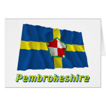 Pembrokeshire Waving Flag with Name Greeting Cards