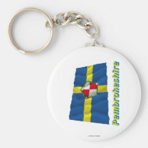 Pembrokeshire Waving Flag with Name Key Chains