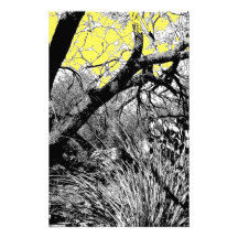 Pen and Ink Branch with Yellow Sky Stationery