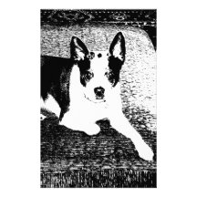 Pen and Ink Dog on Cushion Personalized Stationery